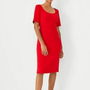 Ann Taylor Red Scoop Neck Sheath Dress Size 6 NWT